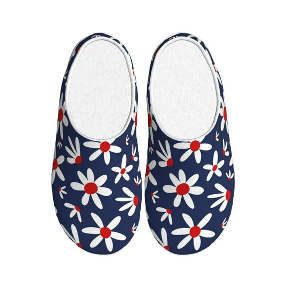 Goofa Daisy Flowers Print Womens Mens Cotton Lightweight House Slippers , Washable Home Slippers,Indoor Comfy Bedroom Cozy Slippers-35/36