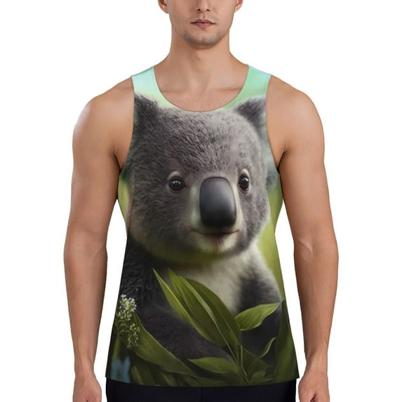 Goofa Daisy Koala Pattern Men's Workout Tank Top Slim-Fit Tank Quick Dry Fit Muscle Tank Top Beach Tank Top Bodybuilding Sleeveless T Shirt-4X-Large