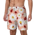 thumbnail image 1 of Goofa Daisy and Ladybug Printed Men's Swim Trunks Board Shorts Quick Dry Mens Swimming Trunks with Compression Liner,Breathable Fit Hawaii Beach Shorts-Medium, 1 of 9