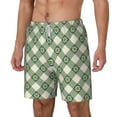 thumbnail image 1 of Goofa Daisy Plaid Green Printed Men's Swim Trunks Board Shorts Quick Dry Mens Swimming Trunks with Compression Liner,Breathable Fit Hawaii Beach Shorts-3X-Large, 1 of 9