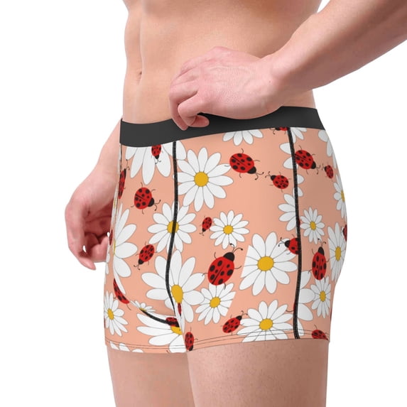 Goofa Daisy and Ladybug Printed Men's Boxer Briefs Underwear, Moisture-Wicking Underwear, Trunk,Soft and Breathable Cotton Underwear-Large