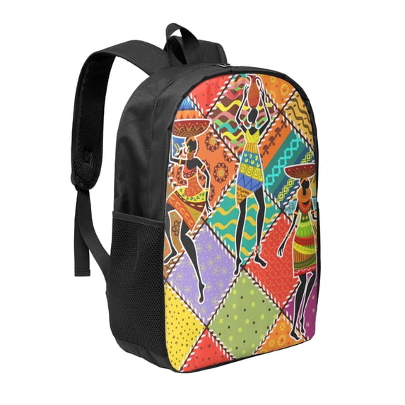 Goofa Dancing African Womans Pattern 17in Student Backpack - School, Travel, Work Bookbag -Laptop Backpack,Water Resistant College School Computer Bag