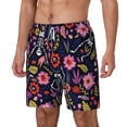 thumbnail image 1 of Goofa Dancing Skeletons Floral Garden Printed Men's Swim Trunks Board Shorts Quick Dry Mens Swimming Trunks with Compression Liner,Breathable Fit Hawaii Beach Shorts-X-Large, 1 of 9