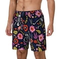 thumbnail image 1 of Goofa Dancing Skeletons Floral Garden Printed Men's Swim Trunks Board Shorts Quick Dry Mens Swimming Trunks with Compression Liner,Breathable Fit Hawaii Beach Shorts-XX-Large, 1 of 9