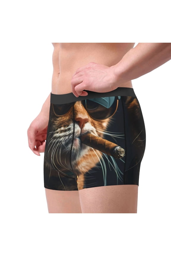 Dapper Cat in Sunglasses Printed Men's Boxer Briefs Underwear, Moisture-Wicking Underwear, Trunk,Soft and Breathable Cotton Underwear-