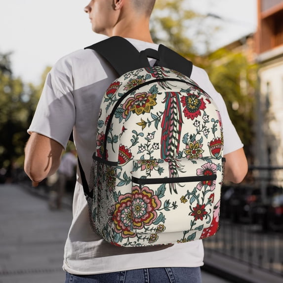 Goofa Dark Enchanted Flowers And Birds Print Casual Backpack for Women Men,Waterproof High School Bookbag,Lightweight Travel Daypack,Classic College Backpack,Laptob Backpack