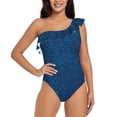 thumbnail image 1 of Goofa Deep Blue Glitter Pattern Women's One Piece Swimsuits Tummy Control Bathing Suits Asymmetric One Shoulder Swimwear-X-Large, 1 of 6