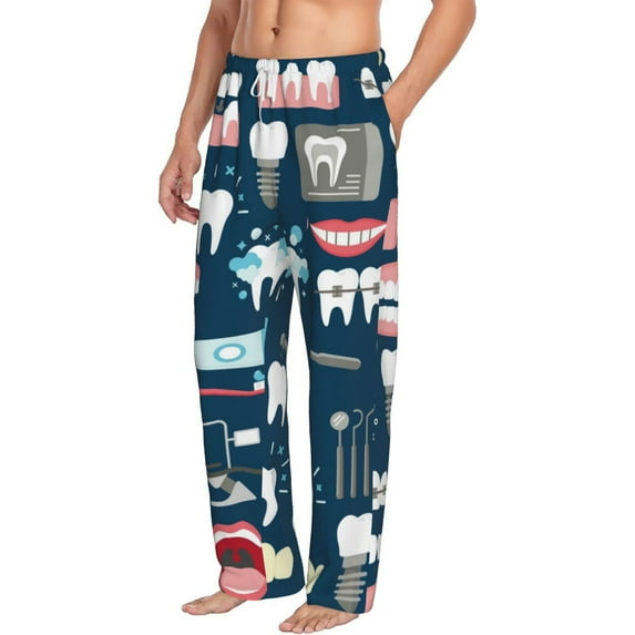 Goofa Dental Printed Soft Pajama Pants for Men, Wide Leg Comfy Casual Lounge Yoga Pants-X-Large