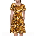 thumbnail image 1 of Goofa Desert Camouflage Pattern Women Summer Short Sleeve Midi Dress with Pockets Casual Aline Flowy Tshirt Dress Vocation Beach Sundress, 1 of 6