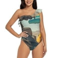 thumbnail image 1 of Goofa Desert Monkeys Drive Pattern Women's One Piece Swimsuits Tummy Control Bathing Suits Asymmetric One Shoulder Swimwear-Medium, 1 of 1