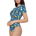 thumbnail image 1 of Goofa Dinosaur on the Beach Vacation Printed Women Rash Guard Short Sleeve,Tummy control Swimsuit Surfing Swimsuit Bathing Suit One Piece Swimsuit UPF 50-XX-Large, 1 of 9
