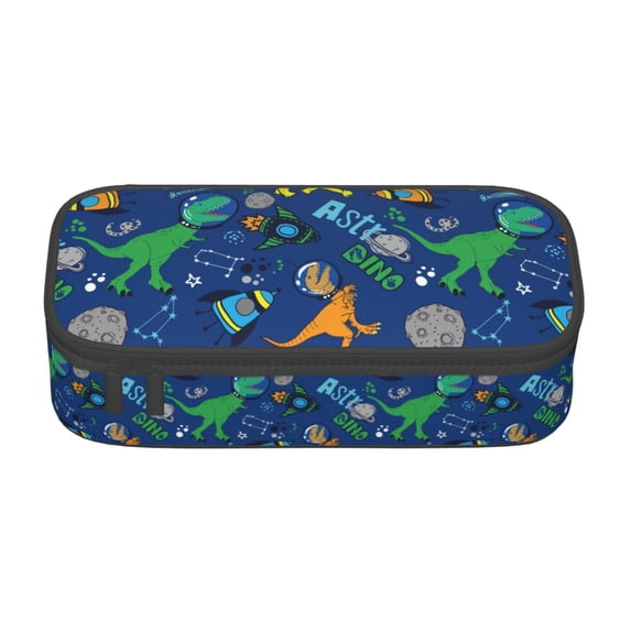 Goofa Dinosaur In Space Pattern Pencil Case, Multi- Slot Pencil Pouch, Portable Pencil Bag, Pen Case for& Office