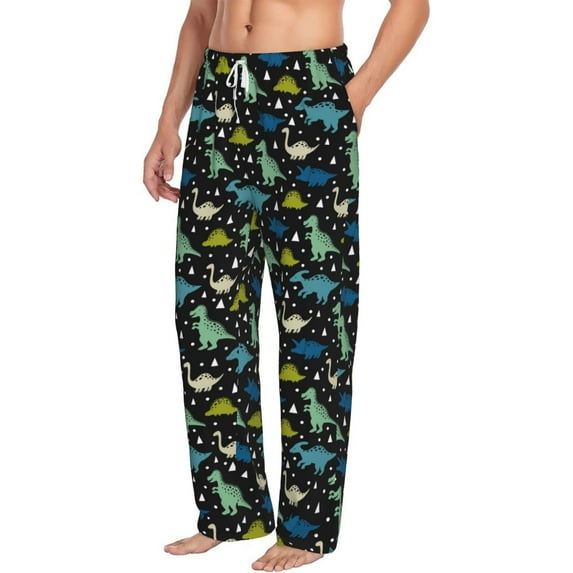 Goofa Dinosaur Printed Soft Pajama Pants for Men, Wide Leg Comfy Casual Lounge Yoga Pants-Large