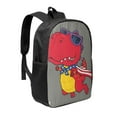 thumbnail image 1 of Goofa Dinosaur Super Hero Cartoon Pattern 17in Student Backpack - School, Travel, Work Bookbag -Laptop Backpack,Water Resistant College School Computer Bag, 1 of 6