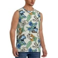 thumbnail image 1 of Goofa Dinosaurs And Leaves Printed Men's Sleeveless T-Shirt - Athletic Gym Workout Tank Top for Men - Moisture-Wicking, UPF 30+ Quick-Dry Muscle Tee-Small, 1 of 8