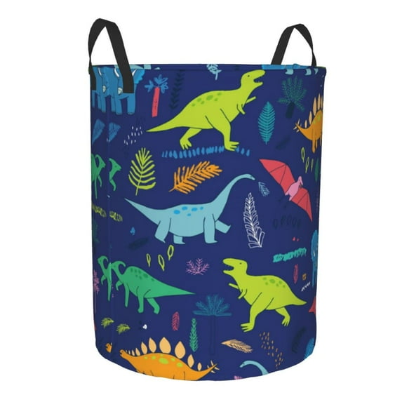 Goofa Dinosaurs Printed Circular Hamper,Laundry Basket with Handles,Storage Baskets Foldable,Large Capacity Laundry Hamper-Medium