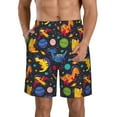 thumbnail image 1 of Goofa Dinosaurs in Space Printed Mens Swim Trunks Summer Quick Dry Short Beach Swimwear Bathing Suits-, 1 of 9