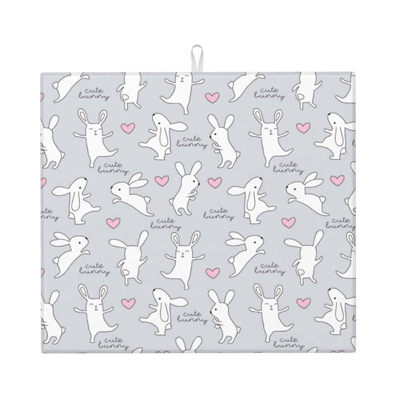 Goofa Dish Drying Mat Super Absorbent Drying Mat Large Dish Drying Mats for Kitchen Counter Easy Clean Dish Mat Kitchen Drying Mat 16" x 18" ( Fun Rabbit )