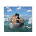 thumbnail image 1 of Goofa Dish Drying Mat Super Absorbent Drying Mat Large Dish Drying Mats for Kitchen Counter Easy Clean Dish Mat Kitchen Drying Mat 16" x 18" ( Two Brave Cats Are Floating On The Sea Iceberg ), 1 of 6