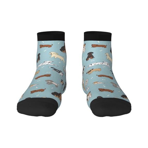 Goofa Dog Pets Pattern Non Slip Socks with Grips for Elderly, Crew Socks Yoga Hospital Socks Cushioned Sole Gripper Socks for Men Women