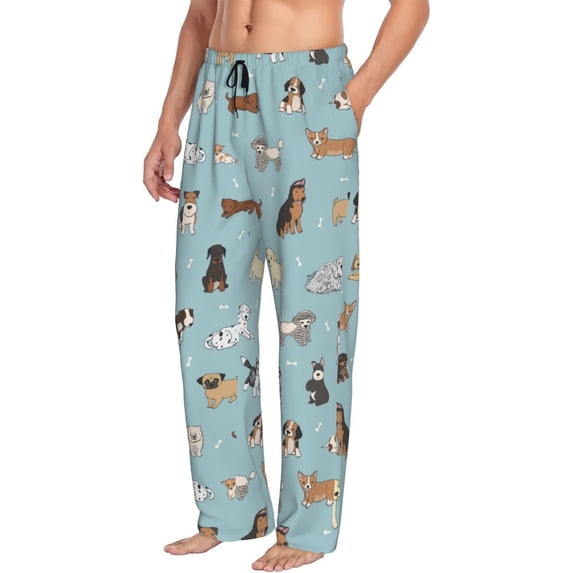 Goofa Dog Pets Printed Soft Pajama Pants for Men, Wide Leg Comfy Casual Lounge Yoga Pants-X-Large