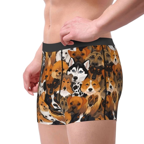 Goofa Dogs Different Breeds Printed Men's Boxer Briefs Underwear, Moisture-Wicking Underwear, Trunk,Soft and Breathable Cotton Underwear-