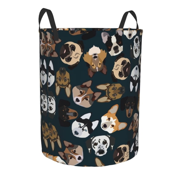 Goofa Dogs Printed Circular Hamper,Laundry Basket with Handles,Storage Baskets Foldable,Large Capacity Laundry Hamper-