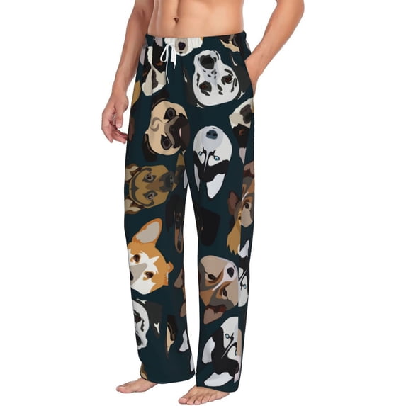 Goofa Dogs Printed Soft Pajama Pants for Men, Wide Leg Comfy Casual Lounge Yoga Pants-Small