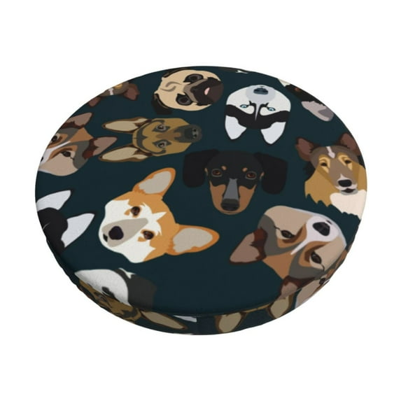 Goofa Dogs Printed Stool Covers Round, Waterproof Round Bar Stool Covers Anti-Slip Round Bar Stool Seat Cover with Elastic Bands Durable -13 inch