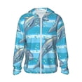 thumbnail image 1 of Goofa Dolphin Printed Women's UPF 50+ Sun Protection Hoodie Jacket Lightweight Long Sleeve Sun Shirt for Women with Pocket Hiking Outdoor-Small, 1 of 9