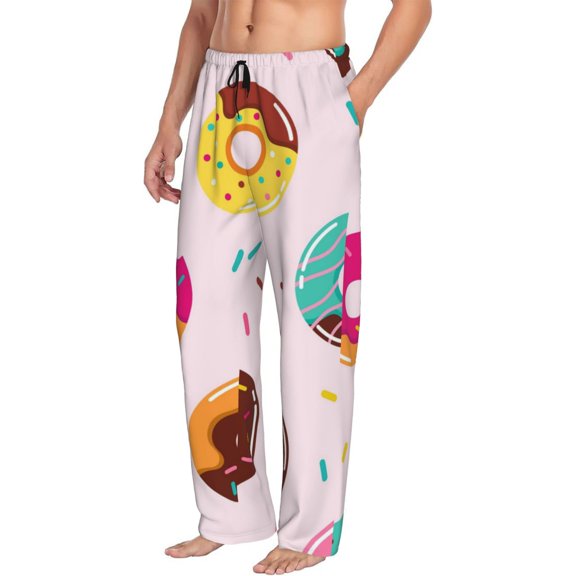 Goofa Donut Printed Soft Pajama Pants for Men, Wide Leg Comfy Casual Lounge Yoga Pants-X-Large