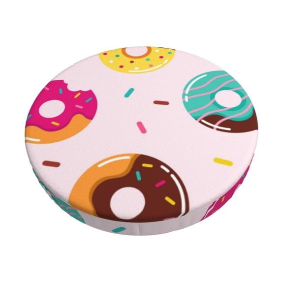 Goofa Donut Printed Stool Covers Round, Waterproof Round Bar Stool Covers Anti-Slip Round Bar Stool Seat Cover with Elastic Bands Durable -13 inch