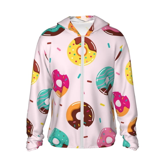 Goofa Donut Printed Women's UPF 50+ Sun Protection Hoodie Jacket Lightweight Long Sleeve Sun Shirt for Women with Pocket Hiking Outdoor-XX-Large