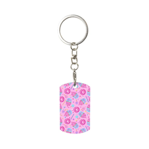 Goofa Donuts Printed Rectangular Metal Keychain Bag Charm Floral Charm for Purse Keys Metal Keyring Gift for Women Accessories