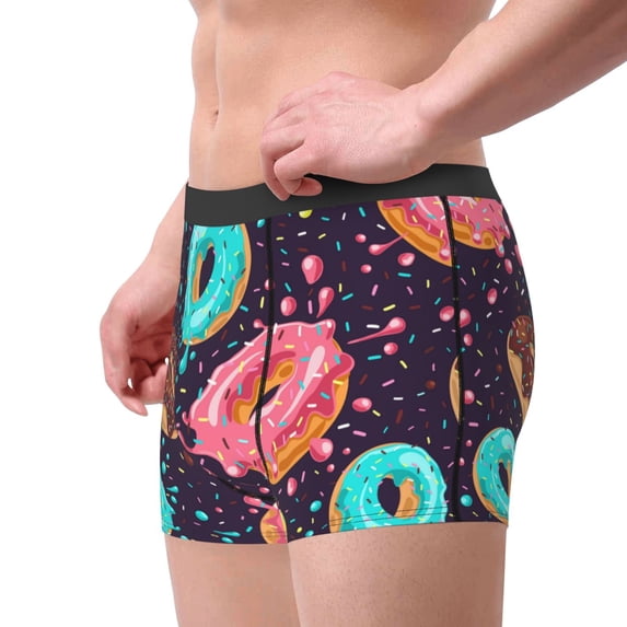 Goofa Donuts1 Printed Men's Boxer Briefs Underwear, Moisture-Wicking Underwear, Trunk,Soft and Breathable Cotton Underwear-Small