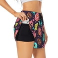 thumbnail image 1 of Goofa Donuts1 Printed Women 2 in 1 Running Shorts,Quick Dry Athletic Workout Shorts,High Waisted Athletic Shorts with Liner Pockets-Large, 1 of 9