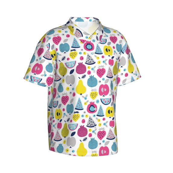 Goofa Doodle Fruits Hawaiian Shirt for Men, Unisex Summer Beach Casual Short Sleeve Button Down Shirts,Aloha Tropical Floral print shirt-3X-Large