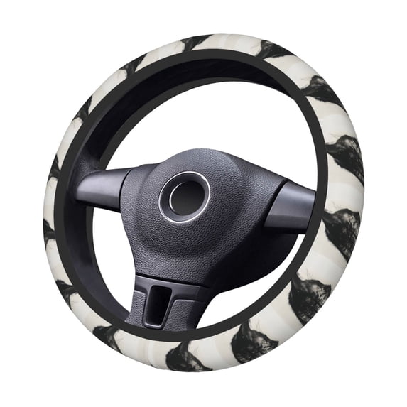 Goofa Double Exposure Cat Forest Pattern Elastic Stretch Steering Wheel Cover,Universal 15 inch, Microfiber Breathable Ice Silk, Anti-Slip, Odorless, Easy Carry