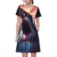 thumbnail image 1 of Goofa Dramatic Shark Attack Pattern Women Summer Short Sleeve Midi Dress with Pockets Casual Aline Flowy Tshirt Dress Vocation Beach Sundress, 1 of 6