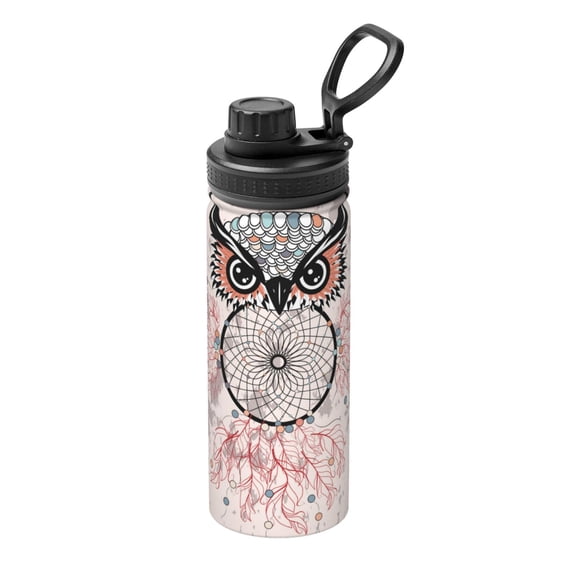Goofa Dreamcatcher With Owl Print 18oz Sports Insulated Kettle With Straw Water Bottle Sports Water Bottle For Running Hiking Cycling Climbing Mans Womans
