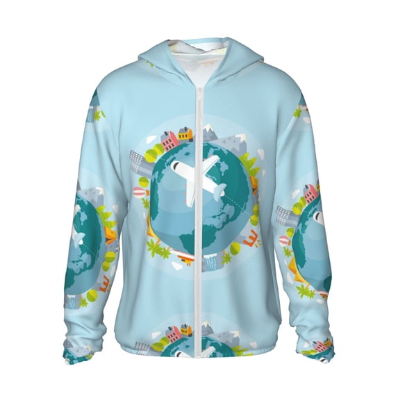 Goofa Dreaming Travel Printed Women's UPF 50+ Sun Protection Hoodie Jacket Lightweight Long Sleeve Sun Shirt for Women with Pocket Hiking Outdoor-XX-Large