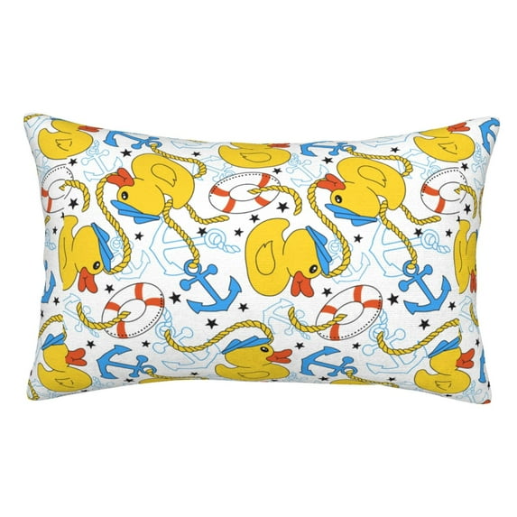 Goofa Ducks and Anchors Print Plush Throw Pillow Case, Soft Velvet with Hidden Zipper, Decorative Cushion Cover for Sofa, Bed, Car, and Home Décor-20"x30"