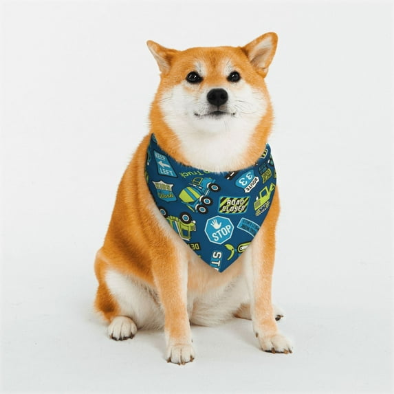 Goofa Dump Truck Pattern Pet Scarf Bandana - Adjustable and Comfortable,Dog Scarf Bib Kerchief Breedfor Dogs and Cats-Large