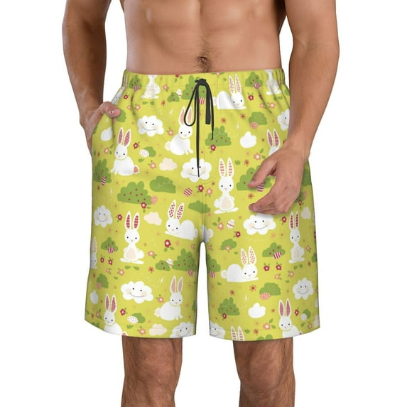 Goofa Easter Bunny Printed Mens Swim Trunks Summer Quick Dry Short Beach Swimwear Bathing Suits-XX-Large