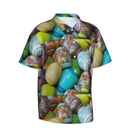 Goofa Easter Egg1 Hawaiian Shirt for Men, Unisex Summer Beach Casual Short Sleeve Button Down Shirts,Aloha Tropical Floral print shirt-3X-Large