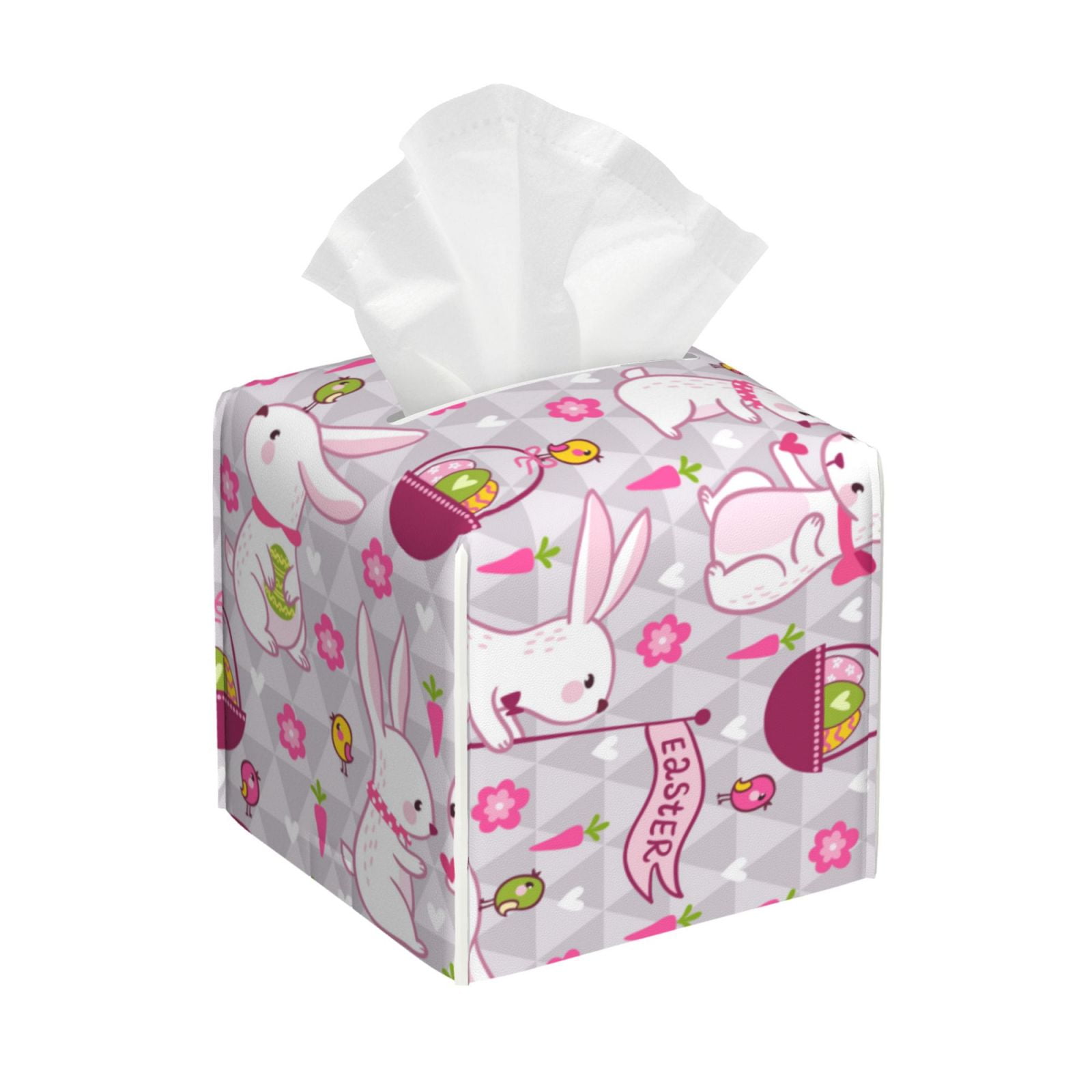Goofa Easter Rabbit Tissue Box Cover PVC Leather Tissue Holder Square ...
