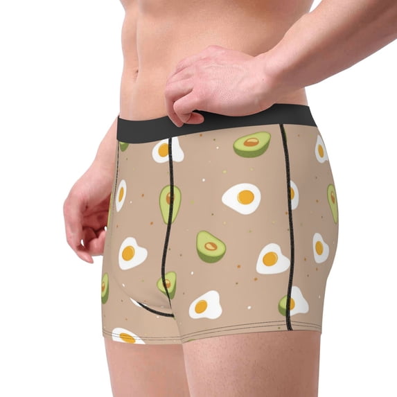 Goofa Egg and Avocado Printed Men's Boxer Briefs Underwear, Moisture-Wicking Underwear, Trunk,Soft and Breathable Cotton Underwear-Large