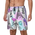 thumbnail image 1 of Goofa Eiffel Tower and Hearts Printed Men's Swim Trunks Board Shorts Quick Dry Mens Swimming Trunks with Compression Liner,Breathable Fit Hawaii Beach Shorts-XX-Large, 1 of 9