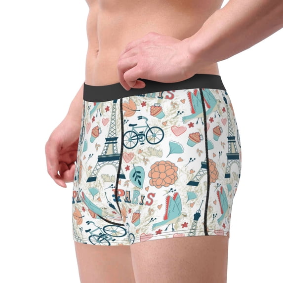 Goofa Eiffel Tower Printed Men's Boxer Briefs Underwear, Moisture-Wicking Underwear, Trunk,Soft and Breathable Cotton Underwear-Medium