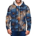 thumbnail image 1 of Goofa Elegant Blue Gold Blooms Pattern Mens Full-zip Hoodie, Zip-up Pullover Hooded Sweatshirt, Kangaroo Pocket Hoodie Ideal for Daily Wear, Travel, and Home-, 1 of 5